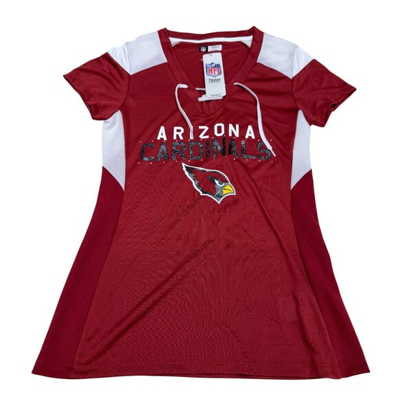 NFL Tops - Arizona Cardinals NFL Womens Top Lace-Up Embellishing Team Apparel, Size M NWT